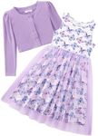 Arshiner Toddler Tulle Dresses Butterfly Purple Fairy Special Occasion Tutu Dress and Long Sleeve Cardigan Size 6