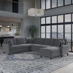 Bush Furniture Coventry U Shaped Sectional Couch with Reversible Chaise Lounge, 128W, Dark Gray Microsuede