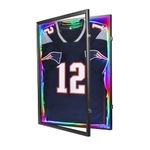 IHEIPYE LED Jersey Frame Display Case -Jersey Display Shadow Box with LED Light- Black Lock with 98% UV Resistant Acrylic Wall Mount Display Case for Football Baseball Basketball Jersey with Light