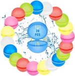 Reusable Water Balloons, 20PCS Silicone Water Splash Ball with Mesh Bag, Magnetic Quick Self-Sealing Water Balls for Kids Adults,Outdoor Fun Activities Water Games Toy Outside Summer