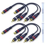 YIMATEECO RCA Y Splitter Cable, RCA Splitter Y Adapter Cables 1 Female to 2 Male Stereo Audio Video Cable for Subwoofer, Speaker, AMP, Home Theater, CD Player(15cm RCA Cable, Female to Male, 4 Pack)