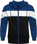 Wowcarbazole Men's Full Zip Hoodie Long Sleeve Color Block Hooded Sweatshirt Casual Fleece Jackets, Blue, XX-Large