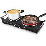 Techwood 1800W Hot Plate Portable Electric Stove Countertop Double Burner with Adjustable Temperature & Stay Cool Handles, 7.5” Cooktop for RV/Home/Camp, Compatible for All Cookwares