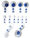 Chef Craft Set of 10 Piece Spoons and Measuring Cups (White & Blue), Silver