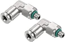 PATIKIL Push to Connect Fitting Elbow 4mm Tube OD M5*0.8 Male Thread, 2 Pack 304 Stainless Steel Right Angle Hose Pipe Connector, Silver