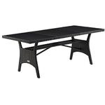 CASARIA® Poly Rattan Garden Table with Shelf | WPC | Weather Resistant | Outdoor Patio Dining Furniture | Lawn Patio Deck Balcony | Black | 190 x 90 x 74cm