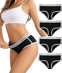 Avidlove Black Underwear for Women Sexy Cotton Panties Pack of 4 Stretch Briefs Cheeky Hipster