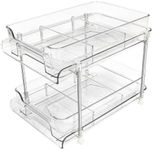 2 Tier Clear Under Bathroom Sink Organizers and Storage,Bathroom Vanity Counter Organizing Tray, Pull Out Kitchen Pantry Shelf Cupboard Closet Vanity Organization Bins