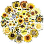 Sunflower Stickers 50 Pcs Cute, Waterproof, Trendy Sun Flower Stickers for Teens, Girls, Perfect for Laptop, Phone, Skateboard, Phone case, Car