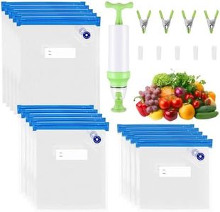 15 Pièces Sacs Sous Vide Alimentaire Réutilisables Congelation Stockage 3 Tailles Avec 1 Pompe À Main, 5 Clips D'étanchéité et 4 Clips Sous Vide Pour Le Stockage Des Aliments et La Cuisson