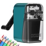 GUCOLUBU Manual Pencil Sharpener Hand Crank Pencil sharpeners for Kids with Stronger Spiral hob and auto Stop Function Charcoal Pencil Sharpener for Children/Adults/Students/Artists (Blue 1)