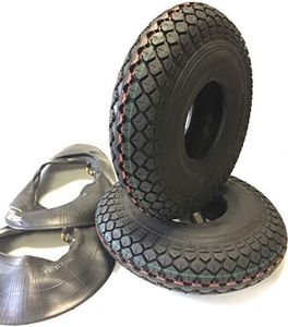 Rolko Lot de 2 pneus pour fauteuil roulant 4.00-5 - Noir - Avec 2 valves d'angle à chambre à air - Profil bloc solide - Construction stable - Compatible avec différents modèles