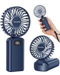 Gaiatop Powerful Hand Fan, Portable Personal Fan Handheld Fan, 3 Speed Foldable Desk Fan with Digital Display, 2000mAh USB Rechargeable Fan for Indoor Outdoor