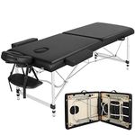 Yaheetech 28" Wide Massage Tables Portable Tattoo Table Lash Bed for Eyelash Extensions Height Adjustable with Non-Woven Bag, Black