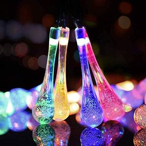 eaaerr Guirnalda Luces Exterior Solare, 9.5M 50 LED gota de agua hada solar, Impermeable 8 Modos Interior y Exterior Cadena de Luces Solares para jardín, hogar, boda, fiesta, Navidad (Multicolor)