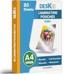 Deskit Laminating Pouches A4, Gloss, 80 Sheets, 100 Microns- Clear and Durable Presentations - Ideal Rigidity for Everyday Use