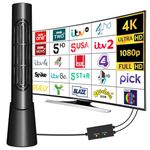 2024 Newest TV Aerial 350+Miles Long Range - Indoor TV Aerial for Smart TV with Signal Booster & 360° Signal Reception,Freeview Digital TV Antenna Support 4K 1080P HD Local Channels and All TV