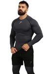 Men's Full Sleeve Compression T-Shirt - Athletic Base Layer for Fitness, Cycling, Training, Workout, Tactical Sports Wear (Large, Grey)