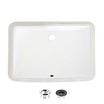 STYLISH Bathroom Sink 21 1/4 x 14.5 Inch Ceramic Porcelain Undermount Rectangular Bathroom Sinks Shiny Enamle Glaze Finish with Polished Chrome and Matte Black Overflow, P-203