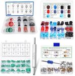 5 Set AC Valve Core Kit, O Ring Kit,Valve Removal Tool,AC Seal Kit, AC Caps for Cars, R12 r134a Refrigerant Recharge Kit, AC Schrader Valve Kit, Car A/C Compressor Gasket Sealing Washer