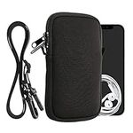 kwmobile Neoprene Phone Bag L - 6.5" - 16.5 x 8.9 cm Universal Case Holder with Neck Strap and Zipper - Black