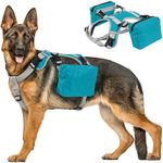 DORA BRIDAL Dog Backpack for Medium & Large Dogs, Dog Backpack Harness, Dogs Hiking Backpack with Side Pockets, Outdoors Pet Saddle for German Shepherd, Labrador (Blue, Large)