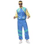 IMEKIS Women's Rave Outfit Shiny Crop Top Hoodie Metallic Casual Long Pants Hooded Workout Sweatshirt Disco Dance Clubwear, Blue + Yellow, X-Large