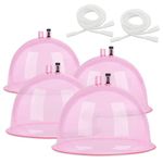 weiwei Buttock Vacuum Therapy Cups,180MM & 210MM XL Butt Shape Suction Cups (8.4 inch & 7.2 inch Diameter) Vacuum Cupping Machine Accessories with Y Hose for Buttock Lift,Body Massage (Pink-2 Pairs )