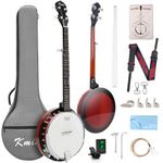 5 String Banjo,Kmise 39 inch Banjos Remo Head Closed Sapele Back with Bag Tuner Strap Strings Pickup Picks Ruler Wrench Bridge