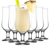 BINZO Glass Hurricane, Pina Colada, Cocktail, Mocktail Glasses, Set of 6, 350 ml, Stemware Glasses For Drinks, Beers, Cold Drinks, Juices, Gifting, Shakes, Water, MultiUse, Home And Bar Use, Pack of 6