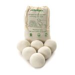 Ezhippie Quality Wool Dryer Balls - 6 XL Pack - 1000+ Loads - Pure Organic Wool - Reusable Natural Fabric Softener Perfect with Essential Oils, Reduce Clothing Static and Wrinkles