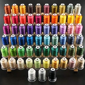 New brothread 63 Brother Colors Polyester Embroidery Machine Thread Kit 500M (550Y) Each Spool for Brother Babylock Janome Singer Pfaff Husqvarna Bernina Embroidery and Sewing Machines