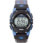 Timex Unisex T49660 Expedition Mid-Size Digital CAT Gray/Blue Stripe Fast Wrap Velcro Strap Watch