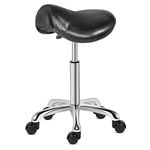 Kaleurrier Saddle Stool Rolling Swivel Height Adjustable with Wheels,Heavy Duty Stool,Ergonomic Stool Chair for Lab,Clinic,Dentist,Salon,Massage,Office and Home Kitchen (Black, Without Back)