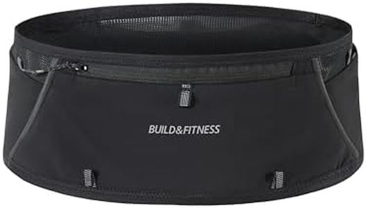 Build & Fitness LITEBELT Ultra Zipper Running Belt – Light, Reflective, Waist Belt. YKK Zip Phone Holder, 5 Top Loading Pockets for Gels, Water Bottle & Key Clip – Hands-Free Running – XS-XL Sizes