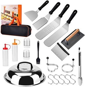 Bbcuepro 21 PCS Griddle Accessories Kit - Stainless Steel Flat Top Grill Spatula Kit for Outdoor Barbecue Teppanyaki Camping Cooking, Blackstone and Camp Chef - Professional Grill BBQ Spatula Set
