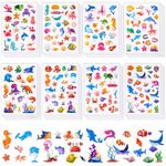 24 Sheets Cute Sea Life Animal Adhesive Stickers, Ocean Themed Stickers for Kids Tropical Fish Shark Mermaid Stickers Under The Sea Animal Stickers for Water Bottles Party Favors Supplies Decors