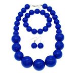 Chunky Pearl Choker Necklace, Large Pearl Statement Necklace, Trending Choker Pearl Wedding Jewelry for Brides, Boho Pearl Jewelry Set (Royal blue)