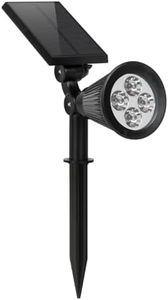 Amazon Basics Solar LED Spotlight for Garden & Outdoor | Adjustable Solar Panel & Lamp | 4 Ultra-Bright LEDs | IP54 Waterproof | 2 Light Modes | Wall Mount & Ground Stake Options,Polycarbonate