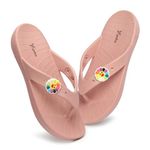 YOHO Women Slippers Drizzle Nova, Soft and Lightweight Flipflop Footwear for Woman with Charms, Home Wear Bathroom Chappal for ladies | Baby Pink - UK 5