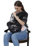 Feather Hug® 360° Premium Nursing cover for breastfeeding - Feeding apron for mom, stretchy feeding cover for mother, Real breathable breast feeding cover, Multi use soft nursing apron, No see - Through breastfeeding cover for mother. (Black Clouds)