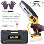 Cordless Mini Chainsaw for DEWALT 20V Max Battery, Pruning Chain Saw 6 inch with Security Lock, Handheld Electric Chainsaw for Wood Cutting, Tree Branches with Brushless Motor (Battery Not Included)