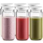 Travel Glass Drinking Bottle Mason Jar 16 Ounce [6-Pack] BPA-Free Plastic Airtight Lids, Reusable Glass Water Bottle for Juicing, Smoothies, Kombucha, Tea, Milk Bottles, Homemade Beverages Bottle,