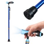 Antara AGEasy Walking Stick for Men & Women | Lumina Walking Stick with Built-in LED Torch for Old People | Walk Stick with Adjustable Height | Support Stick for Old People (Blue)