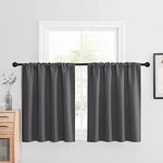 NICETOWN Grey Blackout Curtains 36 inches Long 2 Panels for Half Window - Short Basement Window Drapes Room Darkening Home Decor Thermal Insulated Rod Pocket Light Out for Kitchen/Bathroom, W42 x L36