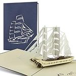 B11 Sailing ship, Pop up card, Handmade, Laser cut, Greeting card