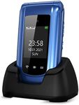 uleway Big Button Mobile Phone for Elderly Sim Free Unlocked Senior Flip Phone Easy to Use Basic Phones with 2.4" +1.8" IPS Screen SOS Button Charging Dock 1000mAh Battery (Blue)