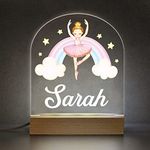 Personalised Ballerina Night Light Room Sign with Childs Name, LED Night Lights For Girls, Ballet Dancer Theme Bedroom Decor, Baby Toddler Infant, Playroom Nursery Table Lamp