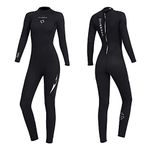 Owntop Full Wetsuit 3mm Neoprene Diving Suits for Women, Thermal Thicken Swimwear Long Sleeve UV Protection Back Zip Jumpsuit for Scuba Snorkeling Surfing Swimming Water Sports,Black M