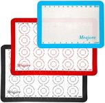 Silicone Baking Mat Set of 3, 2 Large Baking Mat (10"X15"), 1 Quarter Baking Sheets, Non-Stick Reusable Macaron Silicone Mats for Cookie, Macaron, Pizza, Bread, Bun